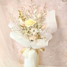 白金永生玫瑰花束 情人節花束 求婚花束 鵝黃色玫瑰花束