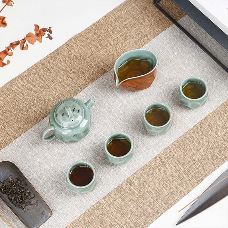 【聖誕禮盒】水立方龍泉手作青瓷中式組合茶器輕奢整套禮盒