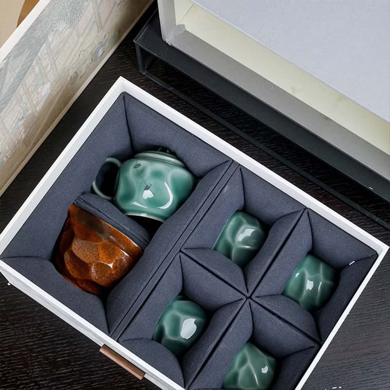 【聖誕禮盒】水立方龍泉手作青瓷中式組合茶器輕奢整套禮盒