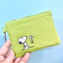 snoopy 史努比 亞麻 棉帆布刺繡 鑰匙包 耳機包 悠遊卡包 口紅包