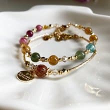 優惠水晶手鏈組合 彩碧璽 X 黑金超七水晶手鍊 增強健康事業人緣