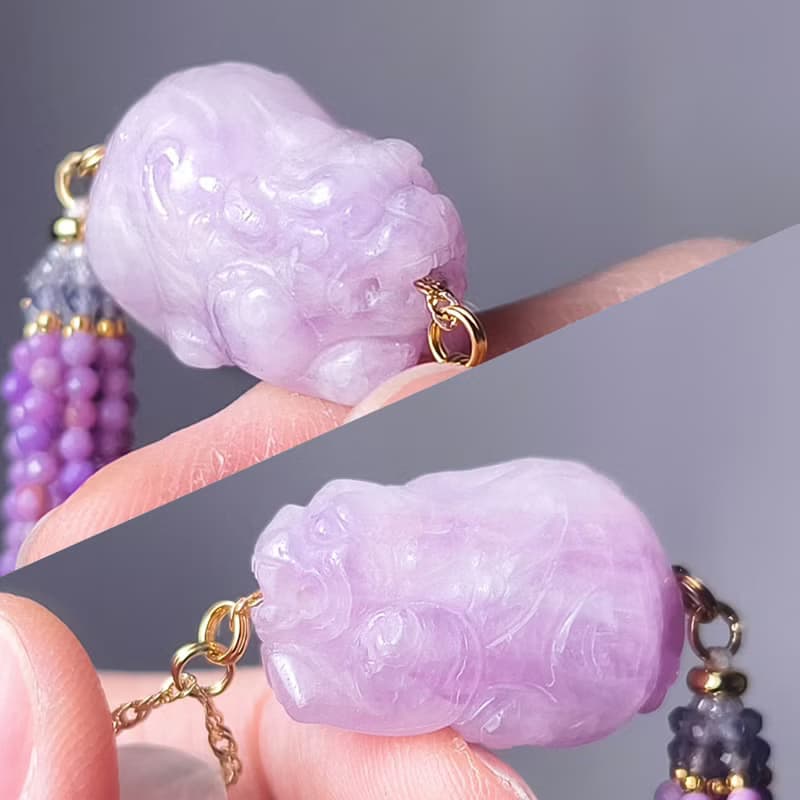 頂級紫鋰輝 獬豸 紫水晶 丹泉 雲母 珍珠 紫色 手鍊 單品 禮物