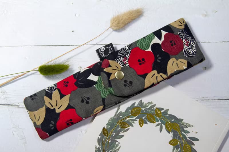 【Gi LAI】 6.5*26Cm環保雙層筷袋 餐具袋-山茶花