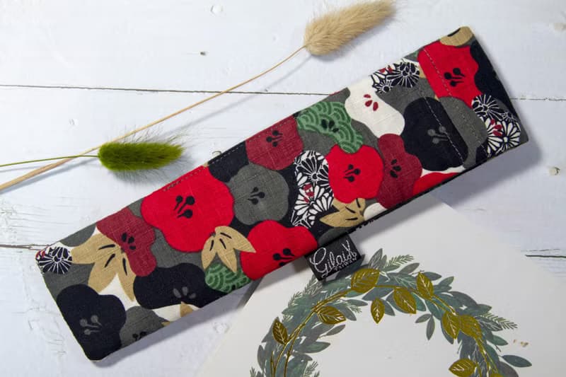 【Gi LAI】 6.5*26Cm環保雙層筷袋 餐具袋-山茶花