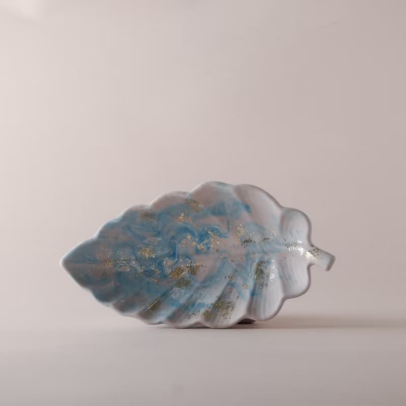 Jesmonite英國礦石樹脂/落葉盤-金箔藝術雲彩天空 礦石盤