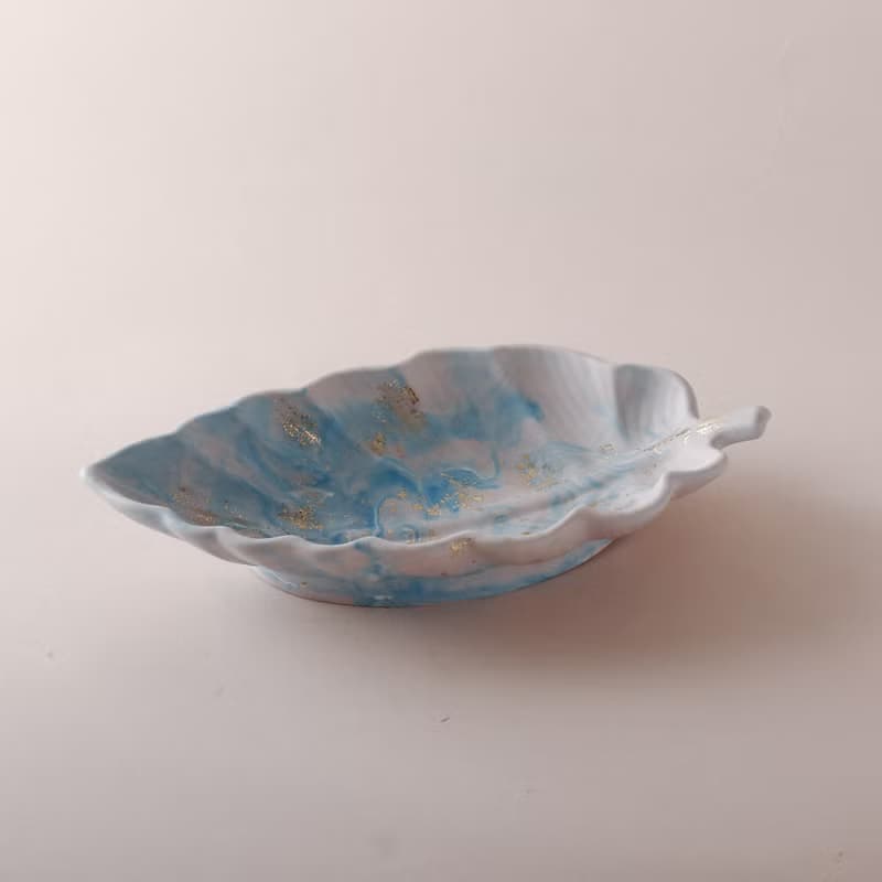 Jesmonite英國礦石樹脂/落葉盤-金箔藝術雲彩天空 礦石盤