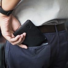 Men purse (Black) : Leather wallet, Short wallet, Folded wallet