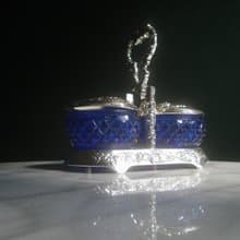 【老時光 OLD-TIME】早期台灣製藍色玻璃調料器組