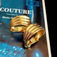 vintage jewelry  華麗艷金半環式 夾式耳環