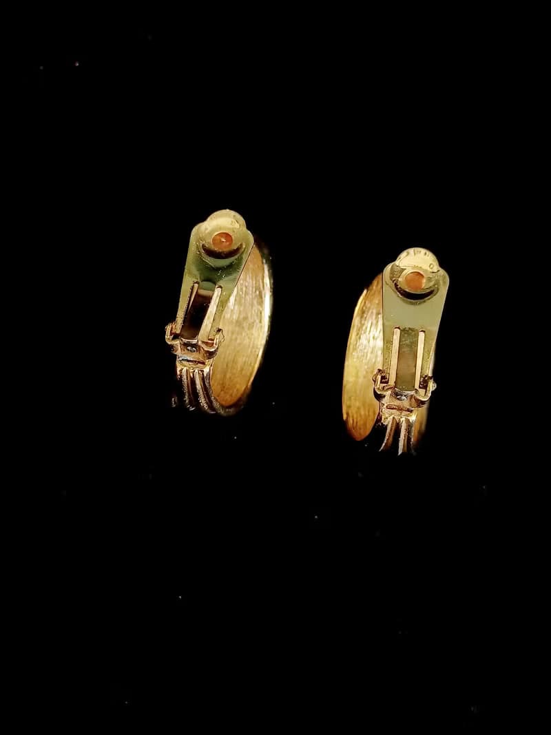 vintage jewelry  華麗艷金半環式 夾式耳環