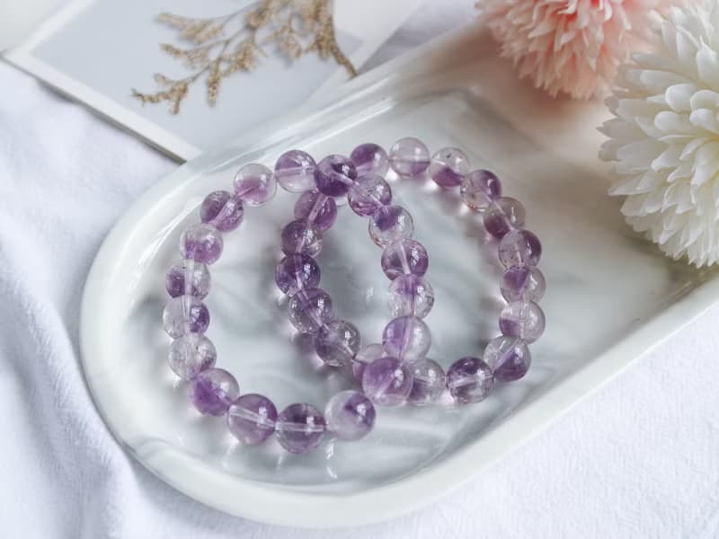 11mm天然透體金字塔紫晶手鍊