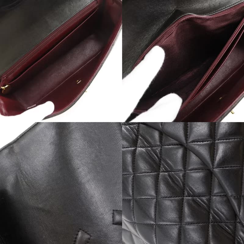 【日本直送】シャネル CHANEL 親子バッグ 親のみ ハンドバッグ マトラッセ ワンハンドル ラムスキン 黒 レディース【中古】