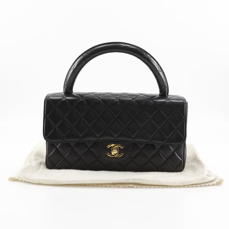 【日本直送】シャネル CHANEL 親子バッグ 親のみ ハンドバッグ マトラッセ ワンハンドル ラムスキン 黒 レディース【中古】