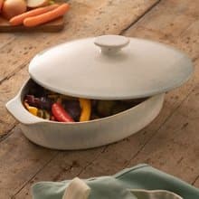 愛爾蘭Belleek Living 海霧窯變釉 陶瓷橢圓附蓋烤盤 入厝禮