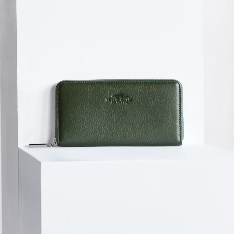 LUCKY - MINIMAL SOFT COW LEATHER WOMEN LONG WALLET-GREEN