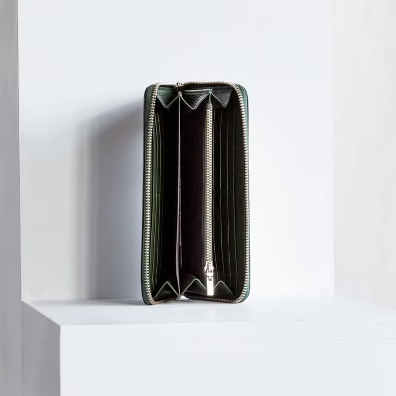 LUCKY - MINIMAL SOFT COW LEATHER WOMEN LONG WALLET-GREEN