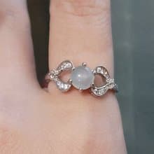 【親翠】天然翡翠 成熟時尚設計款白冰蛋銀戒 送禮首選