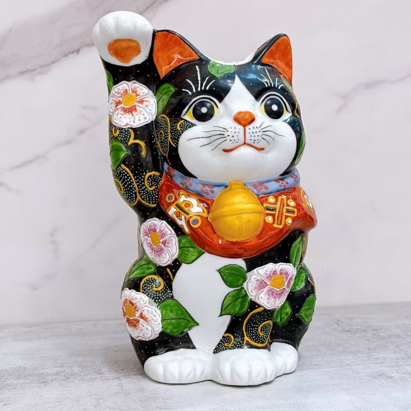 【華貴聚福】日本九谷燒招財貓 | 黑地華盛