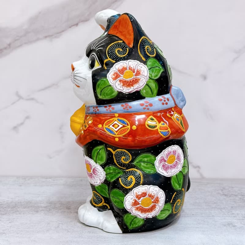 【華貴聚福】日本九谷燒招財貓 | 黑地華盛