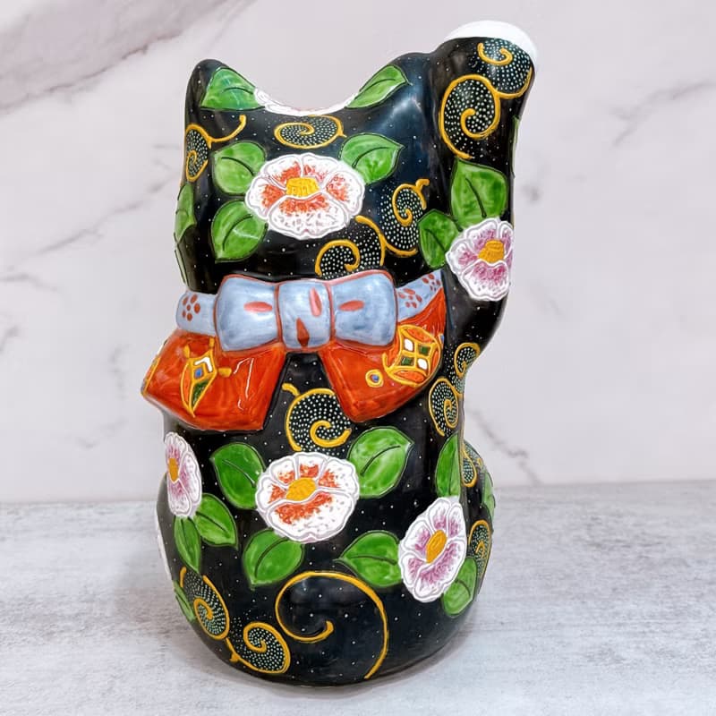 【華貴聚福】日本九谷燒招財貓 | 黑地華盛