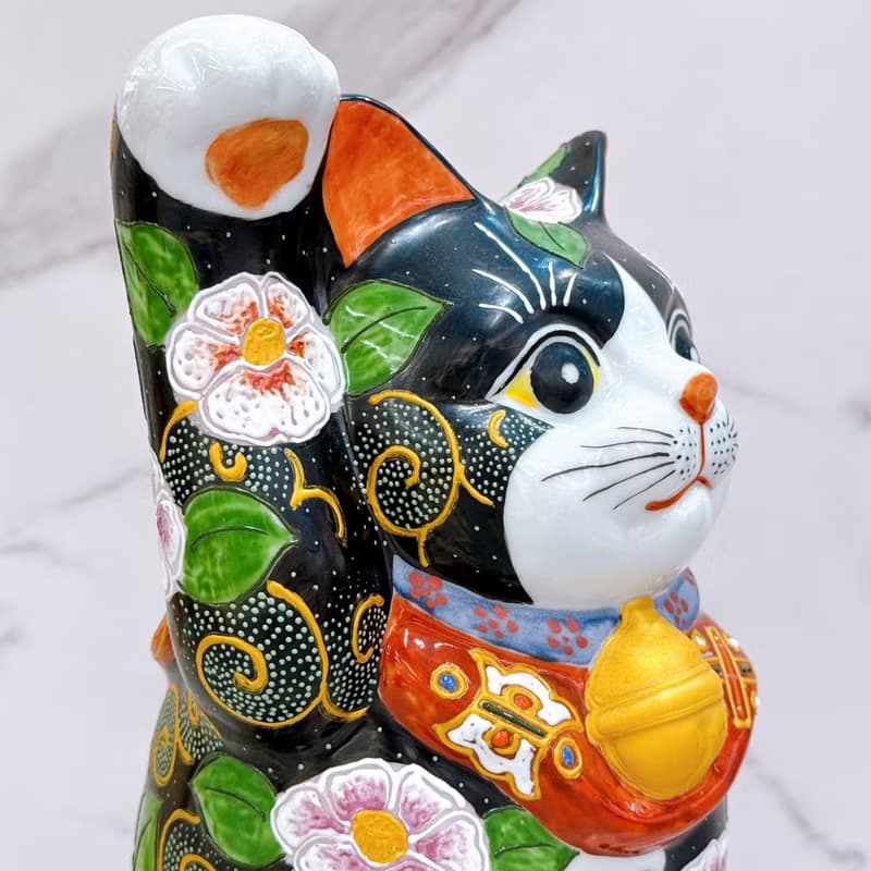 【華貴聚福】日本九谷燒招財貓 | 黑地華盛
