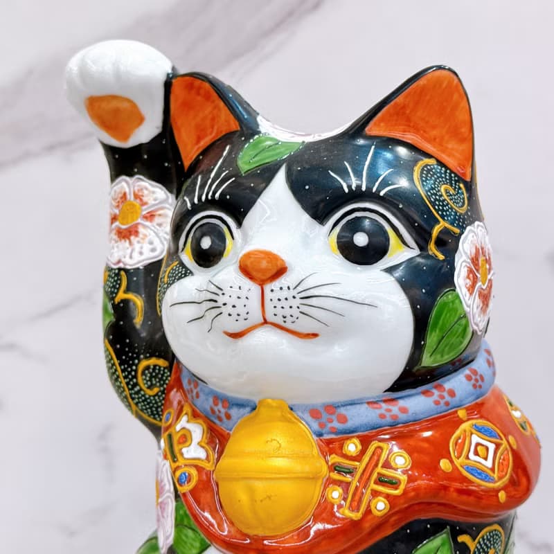 【華貴聚福】日本九谷燒招財貓 | 黑地華盛