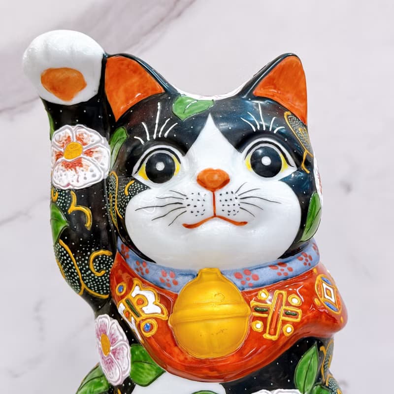 【華貴聚福】日本九谷燒招財貓 | 黑地華盛