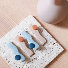 bi playful//北歐風簡約波浪形幾何圖案手工軟陶髮夾