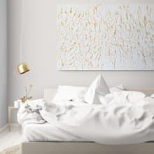 Textured white golden painting Abstract montain landscape 3D modern wall decor