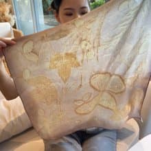 花葉移印染方短絲巾 - 雲夢疏影