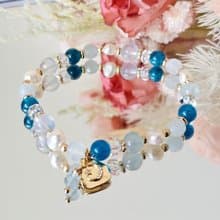 水色-海藍寶/白水晶/天然淡水珍珠/藍磷灰石/平穩心情/療癒