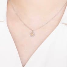 黃水晶925純銀方塊蕾絲項鍊