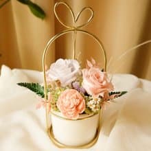 永生花愛心提把盆花-粉紫色