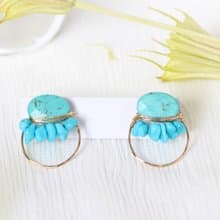 14kgf-turquoise×turquoise wrap pierced earrings/can change to clip-on