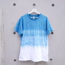漸層藍 純棉短袖T恤/日式配色/職人手工渲染