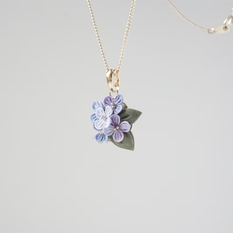2025 雨季 紫陽花 染 Hydrangea 項鏈 手染細工布花 接單製作