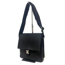 本物 Prada プラダ ショルダーバッグ レザー ブラック 黒 メンズ 斜め掛け V177 美品 中古