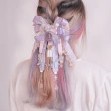 園遊花火彩繪絲帶兩用蝴蝶結髮夾