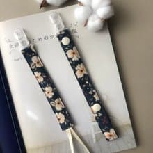 【奶嘴鏈】-蝴蝶花 純棉布 手作 玩具鏈 固齒器鏈 粉黑粉黃