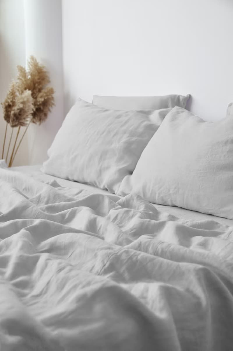 Light gray linen flat sheet / Linen bedsheet / Softened stonewashed linen sheet