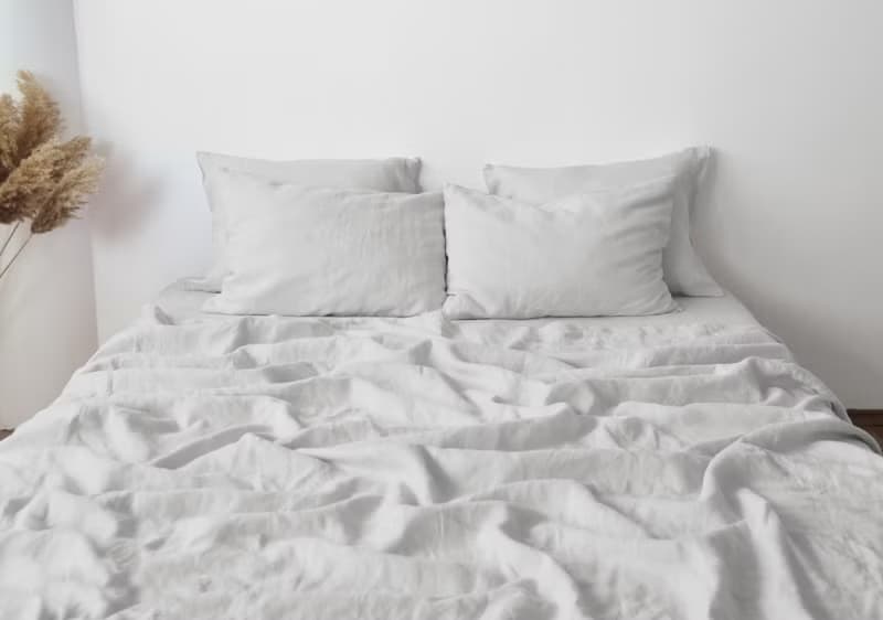 Light gray linen flat sheet / Linen bedsheet / Softened stonewashed linen sheet