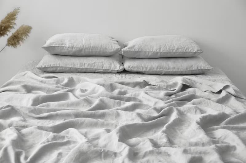 Light gray linen flat sheet / Linen bedsheet / Softened stonewashed linen sheet