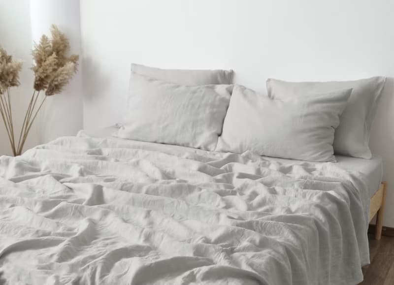 Light gray linen flat sheet / Linen bedsheet / Softened stonewashed linen sheet