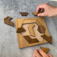 【手作DIY】六角七巧板 益智遊戲 桌遊 科學 木質 質感 小朋友