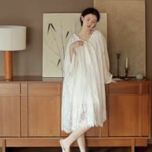 法式極簡 宮廷風連身裙 蕾絲睡裙家居服