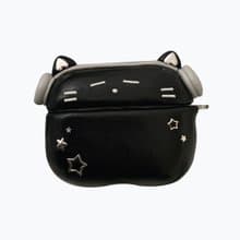 戴耳機的黑貓 韓國手工 AirPods 保護殼