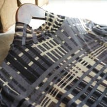 尋寶古著-個性黑灰格紋透膚半高領上衣