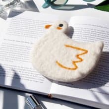 情人節禮物 聖誕交換禮物 森林系羊毛氈杯墊 動物杯墊-鴨子吸水墊
