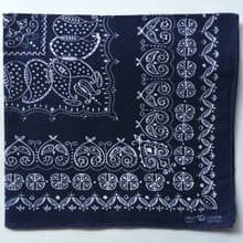 Vintage Indigo Floral Blue Bandana 21 x 20 inches 50s Elephant Trunk Up Cotton