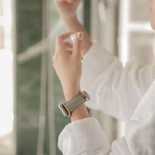 Apple Watch 灰色 荔枝紋小牛皮 真皮 手錶 錶帶